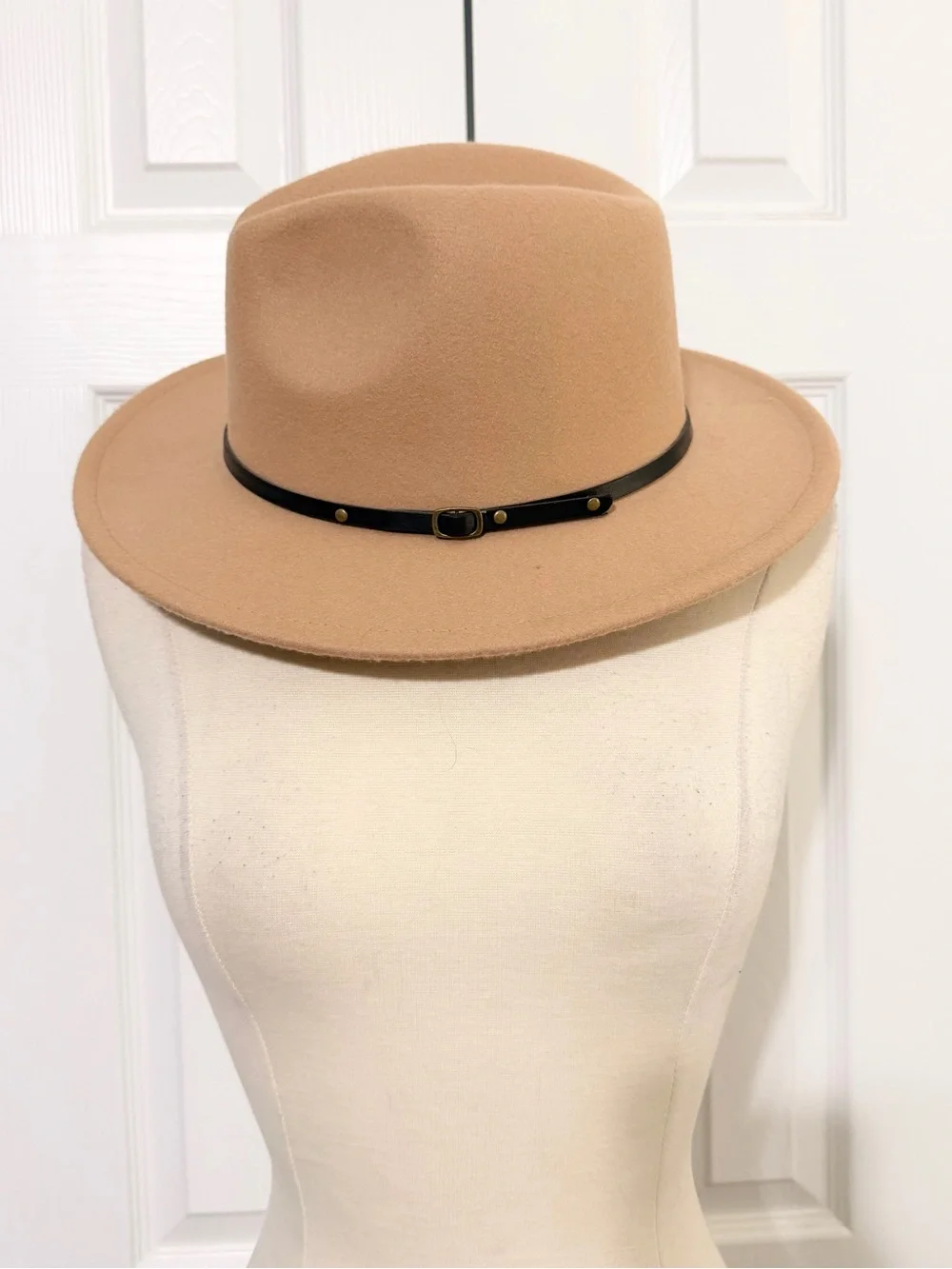 Women's Tan Fedora Hat with Band